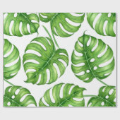 Monstera waterverf patroon cadeaupapier (Vlak)