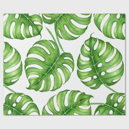 Monstera waterverf patroon cadeaupapier (Vlak)