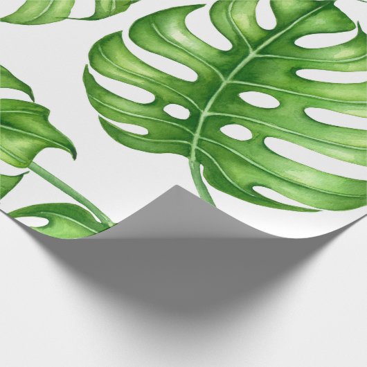 Monstera waterverf patroon cadeaupapier (Hoek)