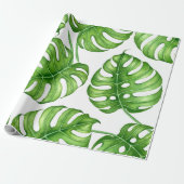 Monstera waterverf patroon cadeaupapier (Uitgerold)