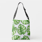 Monstera waterverf patroon crossbody tas (Achterkant)
