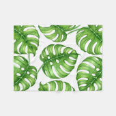 Monstera waterverf patroon fleece deken (Voorkant (Horizontaal))
