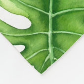 Monstera waterverf patroon fleece deken (Hoek)
