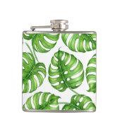 Monstera waterverf patroon heupfles (Voorkant)