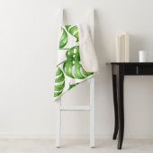 Monstera waterverf patroon sherpa deken (In situ)