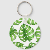 Monstera waterverf patroon sleutelhanger (Voorkant)