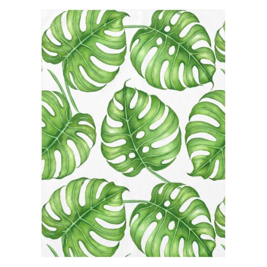 Monstera waterverf patroon tafelkleed (Voorkant)