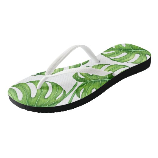 Monstera waterverf patroon teenslippers (Schuin)