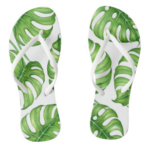 Monstera waterverf patroon teenslippers
