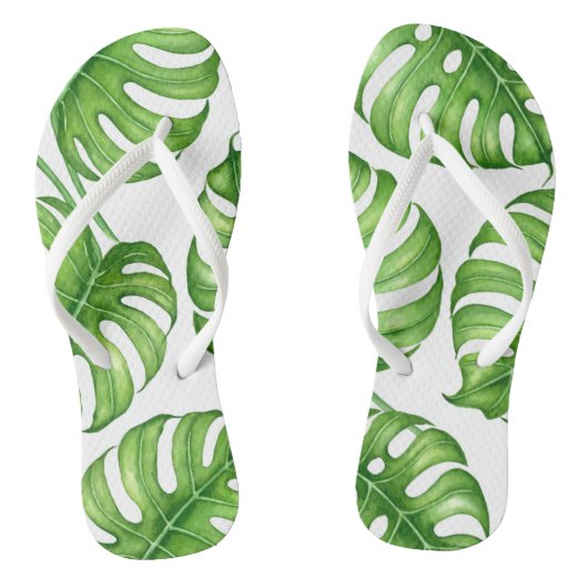 Monstera waterverf patroon teenslippers (Voetbed)