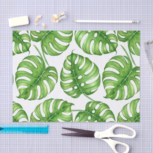 Monstera waterverf patroon tissuepapier (Craft)