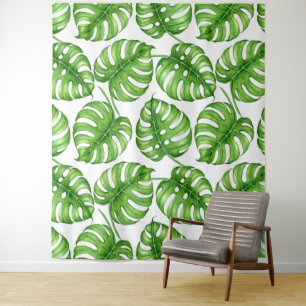 Monstera waterverf patroon wandkleed