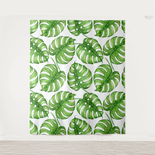 Monstera waterverf patroon wandkleed (Voorkant)