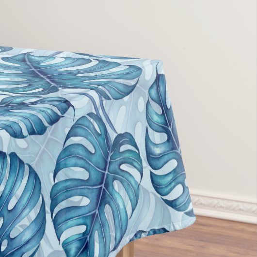 Monstera waterverf patroonblauw tafelkleed (Voorbeeld)