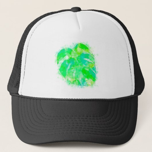 Monstera Waterverf Trucker Pet (Voorkant)