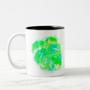 Monstera Waterverf Tweekleurige Koffiemok
