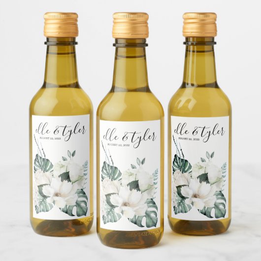 Monstera Wedding Wine Label Wijn Etiket (Flessen)