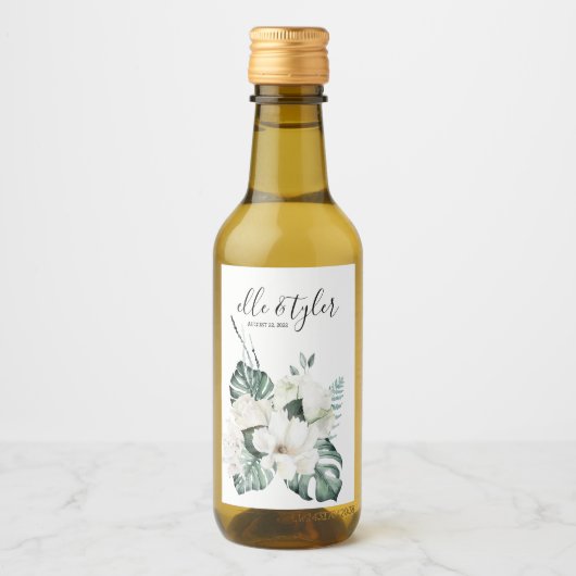 Monstera Wedding Wine Label Wijn Etiket (Voorkant)