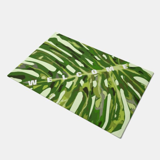 Monstera Welkom Doormat Leaves Deurmat (Schuin)