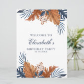 Monstera Welkom Schuimbord in Middennachtblauw Kaart (Staand voorkant)