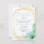 Monstera White Tropic Ocean Gold Birthday Bridal Kaart (Voorkant)