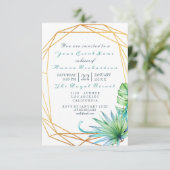 Monstera White Tropic Ocean Gold Birthday Bridal Kaart (Staand voorkant)