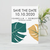 Monstera Yellow | Bruiloft Bewaar de datum Save The Date (Staand voorkant)