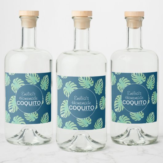 Monstera Zelfgemaakte Coquito Recept Zakelijk Bran Likeurfles Etiket (Flessen)
