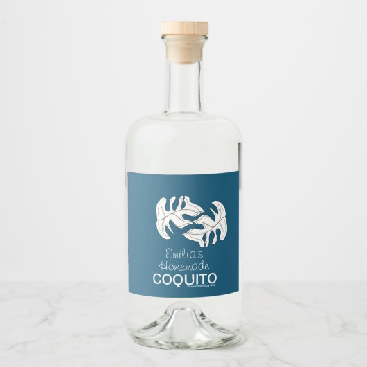 Monstera Zelfgemaakte Coquito Recept Zakelijk Bran Likeurfles Etiket (Voorkant)