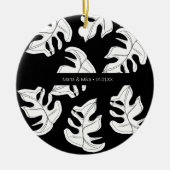 Monstera Zwart Witte Botanische Huwelijk Keramisch Ornament (Voorkant)