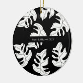 Monstera Zwart Witte Botanische Huwelijk Keramisch Ornament (Links)
