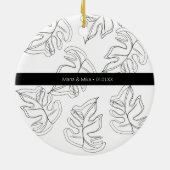 Monstera Zwart Witte Botanische Huwelijk Keramisch Ornament (Achterkant)