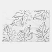 Monstera Zwart Witte Botanische Huwelijk Theedoek (Horizontaal)