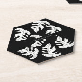 Monstera Zwart Witte Bruiloft Botanie Kartonnen Onderzetters (Schuin)