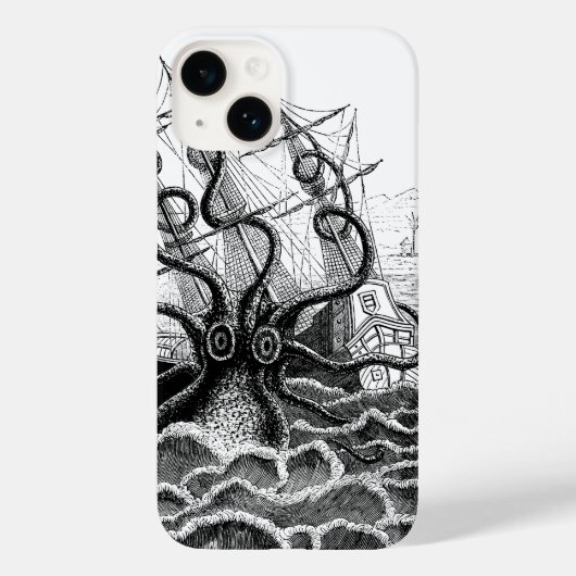 Monsterachtige octopus valt een schip aan Case-Mate iPhone case (Achterkant)