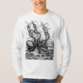 Monsterachtige octopus valt een schip aan t-shirt