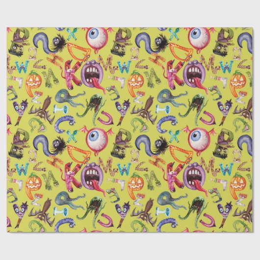 Monsteralfabet kind cadeaupapier (Vlak)