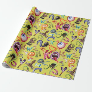 Monsteralfabet kind cadeaupapier