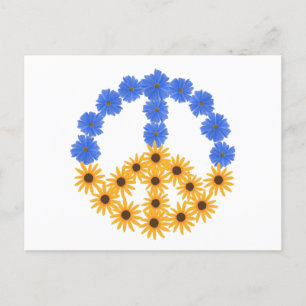 Monsterbord Gele zonnebloemen Blauwe kosmos Bloeme Briefkaart