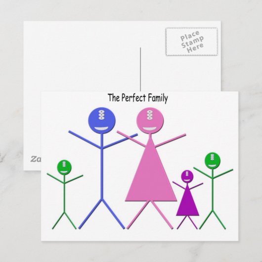 Monsterfamilie (2 jongens, 1 meisje) briefkaart (Voorkant / Achterkant)