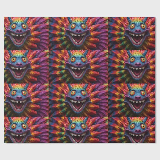 Monstergezicht in regenboogkleuren cadeaupapier (Vlak)
