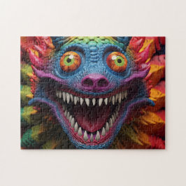 Monstergezicht in regenboogkleuren legpuzzel