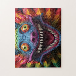 Monstergezicht in regenboogkleuren legpuzzel