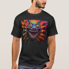 Monstergezicht in regenboogkleuren t-shirt