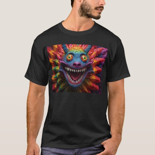 Monstergezicht in regenboogkleuren t-shirt (Voorkant)