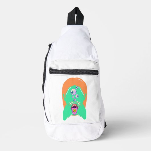 monstergezicht sling bag (Voorkant)