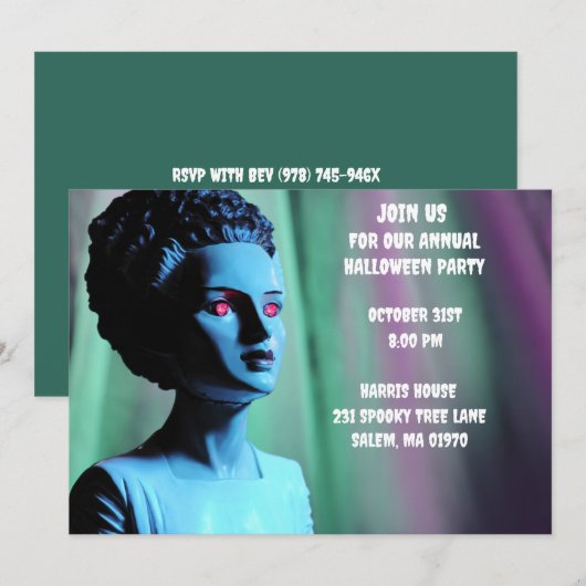 Monstergroen en Paarse bruid van Frankenstein Kaart (Voorkant / Achterkant)