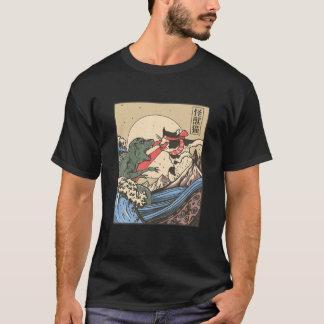Monsterkat en dinosaurus vechten tegen Japanse sti T-shirt