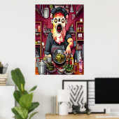 Monsterkok in de keuken | AI Art Poster (Thuiskantoor)