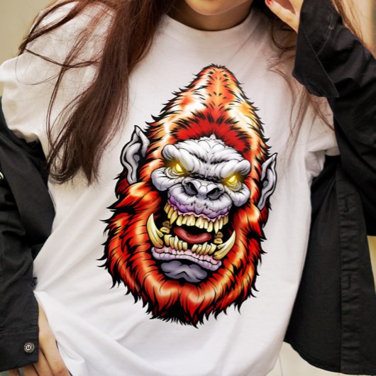 Monsterkop: Big Foot Yeti Sasquatch Red T-Shirt